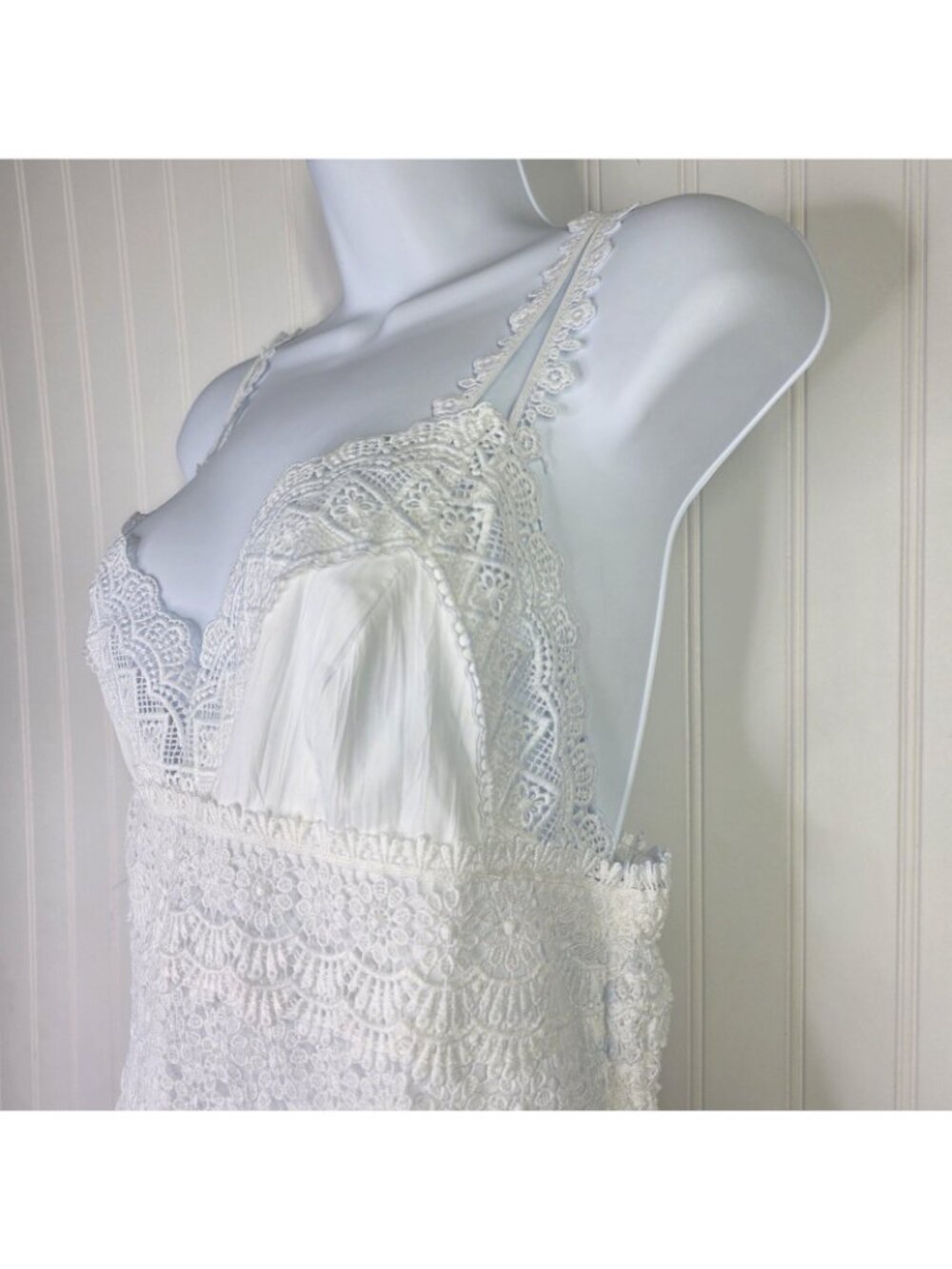 Boston Proper Camisole Top Womens Small White Lace Crochet Cottage Boho Festive - Picture 11 of 15